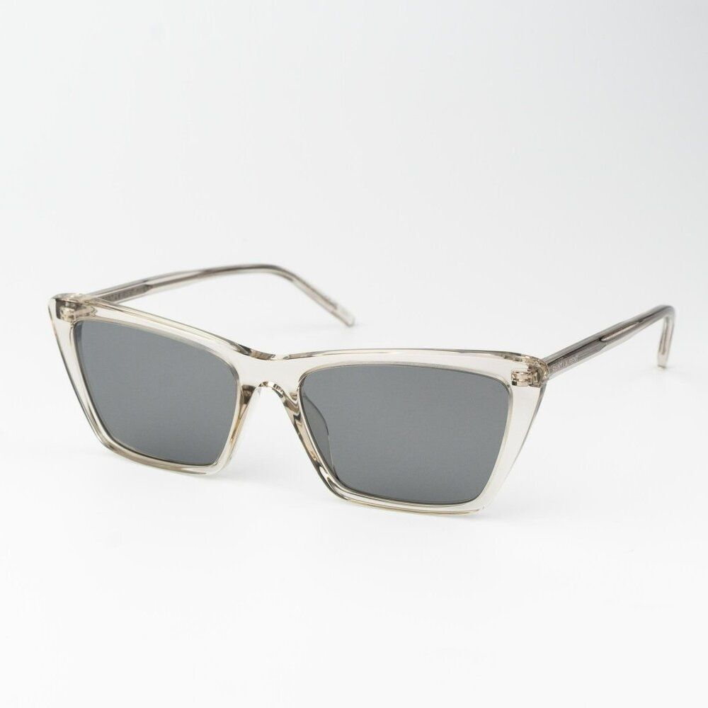 Saint Laurent Women Sunglasses Transparent Beige Silver Cat Eye Sl737 Mica Thin